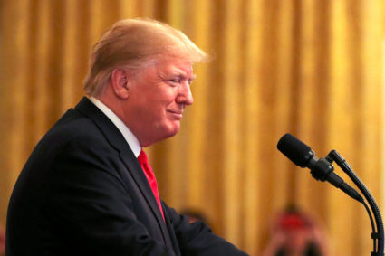 U.S. President Donald Trump addresses a White House event on administration efforts to "combat the opioid crisis" in the East Room of the White House in Washington, U.S., October 24, 2018. REUTERS/Cathal McNaughton? - RC1D0F507A90
