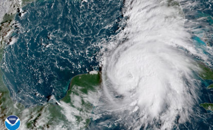 Tropical Storm Michael is seen in the Gulf of Mexico in this NOAA GOES-East satellite image taken Oct. 8, 2018. Photo courtesy NOAA GOES-East via Reuters