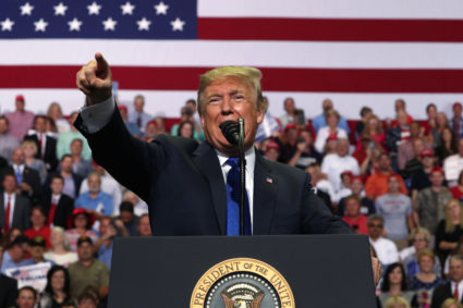 U.S. President Donald Trump rallies with supporters during a Make America Great Again rally in Southaven, Mississippi, U.S. October 2, 2018. Trump's tax cuts have helped boost consumer spending, at least in the short term. Photo by Jonathan Ernst/Reuters
