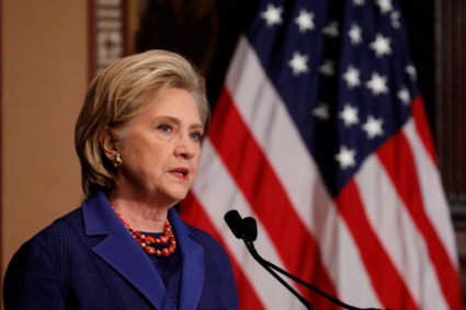 Former Secretary of State Hillary Clinton speaks at the annual Hillary Rodham Clinton awards ceremony at Georgetown University in Washington, D.C. Photo by Aaron P. Bernstein/Reuters