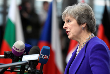 Britain's Prime Minister Theresa May speaks to the media as she arrives at the European Union leaders summit in Brussels, Belgium. Photo by Piroschka van de Wouw/Reuters
