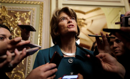 U.S. Senator Lisa Murkowski (R-AK) talks to reporters about her "no" vote after a procedural vote in the Senate on the confirmation of U.S. Supreme Court nominee judge Brett Kavanaugh on Capitol Hill in Washington, U.S., October 5, 2018. REUTERS/Yuri Gripas