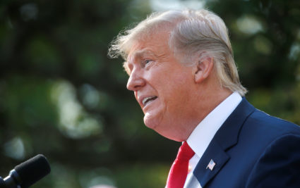 U.S. President Donald Trump announces the United States-Mexico-Canada Agreement (USMCA) during a news conference in the Rose Garden of the White House in Washington, U.S., October 1, 2018. REUTERS/Leah Millis