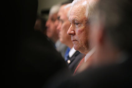 WASHINGTON, DC - OCTOBER 17: (AFP OUT) U.S. Attorney General Jeff Sessions attends a Trump Administration cabinet meeting in the Cabinet Room at the White House October 17, 2018 in Washington, DC. Earlier this week Trump dispatched Secretary of State Mike Pompeo to Saudi Arabia and Turkey to meet with those countries' leaders about the disappearance of Saudi dissident and Washington Post opinion columnist Jamal Khashoggi. (Photo by Chip Somodevilla/Getty Images)