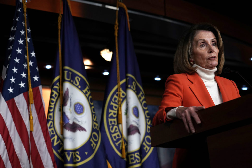 WASHINGTON, DC - NOVEMBER 15: U.S. House Minority Leader Rep. Nancy Pelosi (D-CA) speaks during a weekly news conference N...