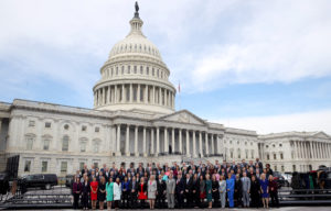 WASHINGTON, DC - NOVEMBER 14: Newly elected members of the House of Representatives pose for an official class photo outside the U.S. Capitol on November 14, 2018 in Washington, DC. Newly elected members of the House are in Washington this week for orientation meetings. (Photo by Win McNamee/Getty Images)