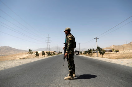 An Afghan National Army (ANA) soldier keeps watch at a checkpoint on the Ghazni highway, in Maidan Shar, the capital of Wardak province, Afghanistan August 12, 2018. Photo by Mohammad Ismail/Reuters