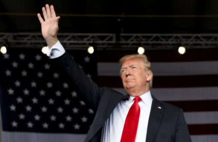 U.S. President Donald Trump attends a campaign rally at Middle Georgia Regional Airport in Macon, Georgia, on November 4. Photo by Jonathan Ernst/Reuters