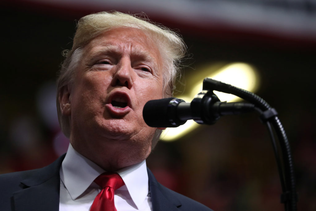 President Donald Trump rallies with supporters in Chattanooga, Tennessee. Photo by Jonathan Ernst/Reuters