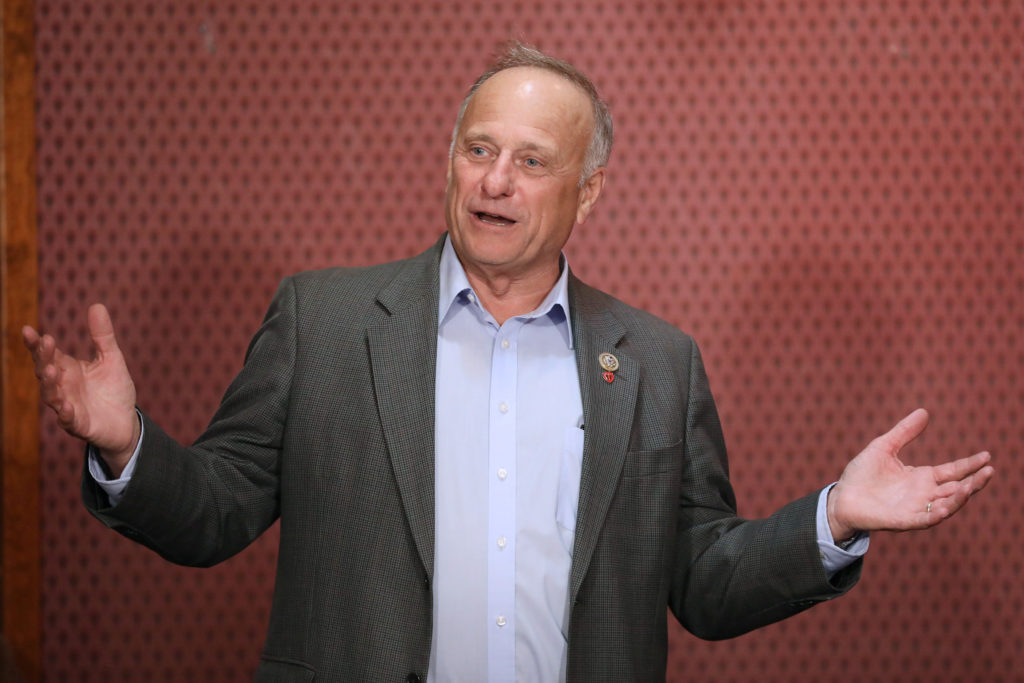 Republican Rep. Steve King talks to voters at the Second Street Emporium restaurant in Webster City, Iowa. Photo by Scott ...