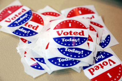 "I Voted Today" stickers for the midterm elections are seen at a polling station in West Des Moines, Iowa, U.S., November 6, 2018. Photo by Scott Morgan/Reuters
