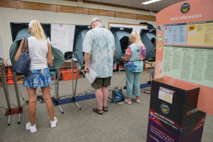 Voters cast their ballots at Newland Elementary School in Huntington Beach, California on Nov. 6. Photo by Monica Almeida/Reuters