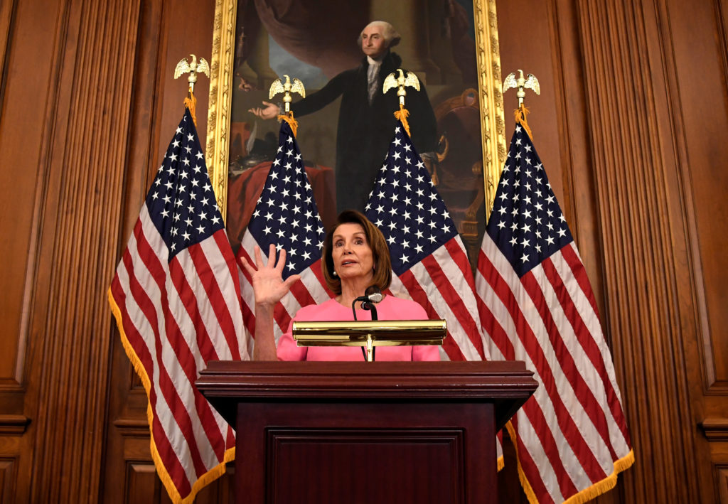House Minority Leader Nancy Pelosi (D-Calif.) makes remarks a day after the 2018 midterm elections. Photo by Mike Theiler/...
