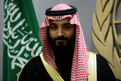 Saudi Arabia's Crown Prince Mohammed bin Salman Al Saud is seen during a meeting with U.N Secretary-General Antonio Guterres at the United Nations headquarters in the Manhattan borough of New York City. Photo by Amir Levy/Reuters