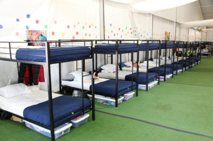 Bunk beds are seen at a tent city set up to hold immigrant children separated from their parents or who crossed the U.S. border on their own in Tornillo, Texas, in this U.S. Department of Health and Human Services (HHS) image released on Oct. 12, 2018. Photo courtesy HHS/Handout via Reuters