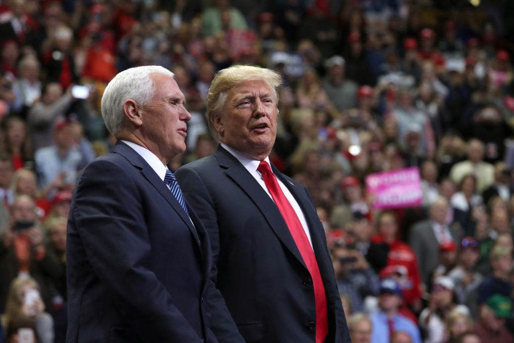 U.S. President Donald Trump and Vice President Mike Pence rally with supporters in Chattanooga, Tennessee, U.S. November 4, 2018. REUTERS/Jonathan Ernst