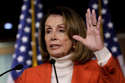 House Minority Leader Nancy Pelosi (D-CA) speaks during her weekly news conference on Capitol Hill in Washington, U.S., November 15, 2018. Photo by Yuri Gripas/Reuters