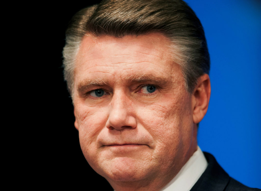 Mark Harris attends a debate between the four top-polling Republican candidates in North Carolina for the U.S. Senate, at ...