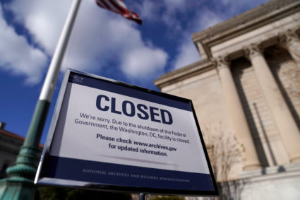 The National Archive closed due to a partial federal government shutdown in Washington on Dec. 22, 2018. Photo by Joshua Roberts/Reuters