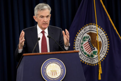 Federal Reserve Board Chairman Jerome Powell speaks during his news conference after a Federal Open Market Committee meeting in Washington on December 19, 2018. Photo by Yuri Gripas/Reuters