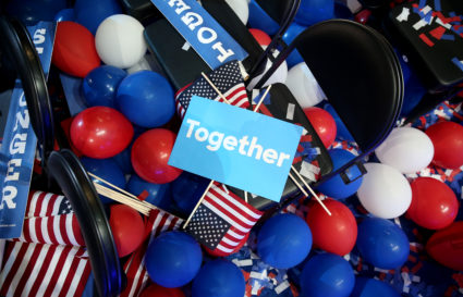 Signs, balloons and American flags littered the floor during the Democratic National Convention in 2016. The Democratic National Committee announced changes Thursday that will transform the 2020 primary season. Photo by Daniel Acker/Bloomberg via Getty Images