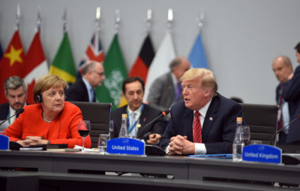 German Chancellor Angela Merkel and U.S. President Donald Trump attend the plenary session at the G20 leaders summit in Buenos Aires, Argentina December 1, 2018. G20 Argentina/Handout via Reuters