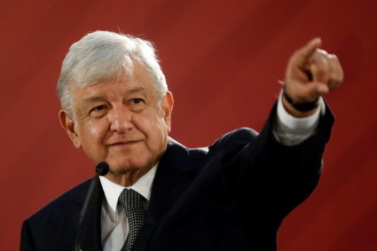 Mexico's new President Andres Manuel Lopez Obrador holds a news conference at National Palace in Mexico City. Photo by Edgard Garrido/Reuters