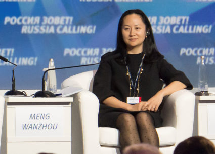 Meng Wanzhou, the chief financial officer of the Chinese technology giant Huawei, attends a session of the VTB Capital Investment Forum "Russia Calling!" in Moscow. Wanzhou was arrested in Canada and faces possible extradition to the U.S. Photo by Alexander Bibik/Reuters