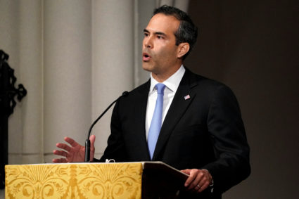 George P. Bush gives a eulogy during the funeral for former President George H.W. Bush at St. Martin's Episcopal Church, Thursday, Dec. 6, 2018, in Houston. Photo by David J. Phillip/Pool via Reuters