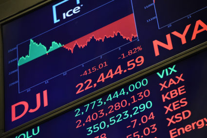 The closing numbers are displayed after the closing bell of the New York Stock Exchange (NYSE) in New York, U.S., December 21, 2018. Photo by Bryan R Smith/Reuters