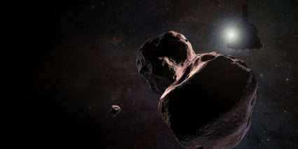 NASA's New Horizons spacecraft will fly by the Kuiper Belt object Ultima Thule in the early hours of Jan. 1, 2019, shown here in an artist's illustration. Photo courtesy of NASA/Johns Hopkins University Applied Physics Laboratory/Southwest Research Institute/Steve Gribben