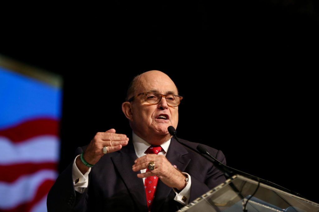 Rudolph Giuliani, former Mayor of New York City, delivers a speech during the 2018 Iran Uprising Summit in Manhattan, New ...