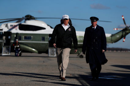 U.S. President Donald Trump walks from Marine One as he departs for a visit to the U.S. southern border area in Texas from Joint Base Andrews in Maryland, U.S., January 10, 2019. Leah Millis/Reuters