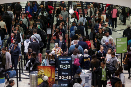 Long lines are seen at a Transportation Security Administration (TSA) security checkpoint at Hartsfield-Jackson Atlanta International Airport amid the partial federal government shutdown, in Atlanta, Georgia, U.S., January 18, 2019. REUTERS/Elijah Nouvelage - RC1F52AA9C60