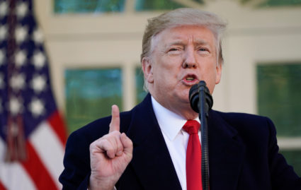 President Donald Trump announces a deal to fund the government for three weeks as he speaks in the Rose Garden of the White House on January 25, 2019. Over the weekend he expressed doubts that Congress would agree to a long-term budget deal that he would be willing to sign. Kevin Lamarque/Reuters
