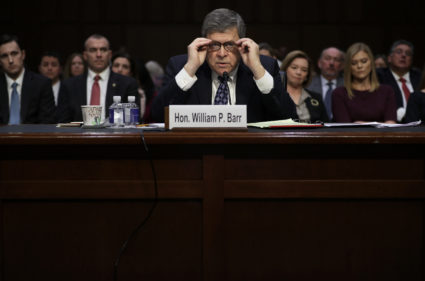 U.S. Attorney General nominee William Barr testifies at his confirmation hearing before the Senate Judiciary Committee January 15, 2019 in Washington, DC. Barr, who previously served as Attorney General under President George H. W. Bush, was confronted about his views on the investigation being conducted by special counsel Robert Mueller. (Photo by Chip Somodevilla/Getty Images)