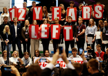 Local school children join Greta Thunberg's initiative on climate strike during the COP24 UN Climate Change Conference 2018 in Katowice, Poland December 14, 2018. Photo by Agencja Gazeta/Grzegorz Celejewski via REUTERS