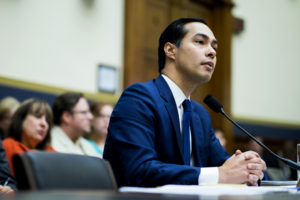 Julian Castro, secretary of U.S. Housing and Urban Development (HUD), listens during a House Financial Services Committee hearing in Washington, D.C., U.S., on Wednesday, July 13, 2016. Distressed Asset Stabilization Program recoveries were 16% higher than recoveries on assets conveyed through traditional foreclosure action in last fiscal year, Castro said. Photographer: Pete Marovich/Bloomberg via Getty Images