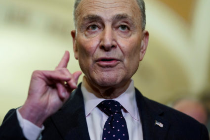Senate Minority Leader Chuck Schumer (D-NY) speaks after a Democratic policy lunch on Capitol Hill in Washington, U.S., January 29, 2019. REUTERS/Joshua Roberts