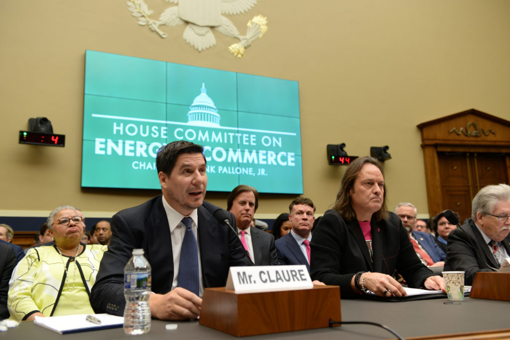 Sprint executive chairman Marcelo Claure and T-Mobile CEO John Legere testify before a House Committee on Energy and Comme...