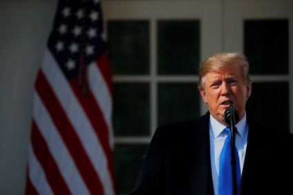 President Donald Trump speaks about security at the U.S.-Mexico border in the Rose Garden of the White House in Washington, D.C. Photo by Carlos Barria/Reuters