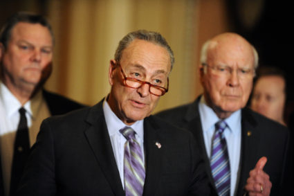 Sen. Chuck Schumer (D-NY) speaks to the media at the U.S. Capitol after a tentative deal is set to avert a second partial government shutdown in Washington, U.S., February 12, 2019. REUTERS/Mary F. Calvert