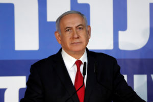 Israeli Prime minister Benjamin Netanyahu delivers a statement to the media in his residency in Jerusalem. Photo by Ronen Zvulun/Reuters