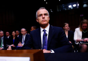 Acting FBI Director Andrew McCabe waits to testify before the U.S. Senate Select Committee on Intelligence on Capitol Hill in Washington, U.S. May 11, 2017. Photo by Eric Thayer/Reuters