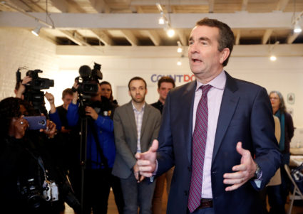 Virginia Lieutenant Governor Ralph Northam, who is campaigning to be elected as the state's governor, greets supporters during a rally in Richmond, Virginia, U.S. November 6, 2017. Photo by Julia Rendleman/Reuters