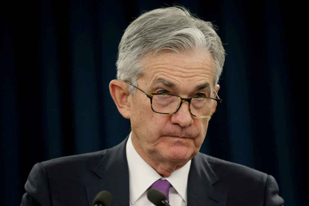 Federal Reserve Chairman Jerome Powell holds a press conference following a two-day Federal Open Market Committee policy m...