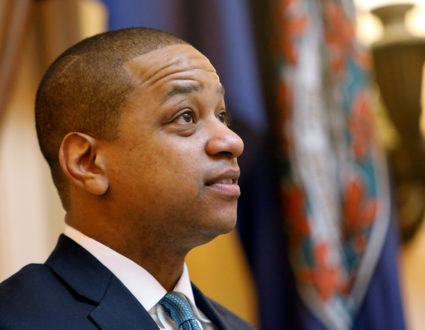 Virginia Lieutenant Governor Justin Fairfax presides over the state's senate in Richmond, Virginia, U.S., February 11, 2019. REUTERS/Jonathan Drake