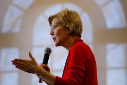 Democratic 2020 U.S. presidential candidate and U.S. Senator Elizabeth Warren (D-Mass.) speaks at Plymouth State University in Plymouth, New Hampshire. Photo by Brian Snyder/Reuters