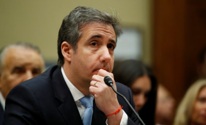 Michael Cohen, the former personal attorney of U.S. President Donald Trump, testifies before a House Committee on Oversight and Reform hearing on Capitol Hill in Washington, on February 27, 2019. Cohen is scheduled to return to Capitol Hill on Wednesday. Photo by Carlos Barria/Reuters