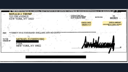 The check, obtained by the PBS NewsHour, is dated August 1, 2017.